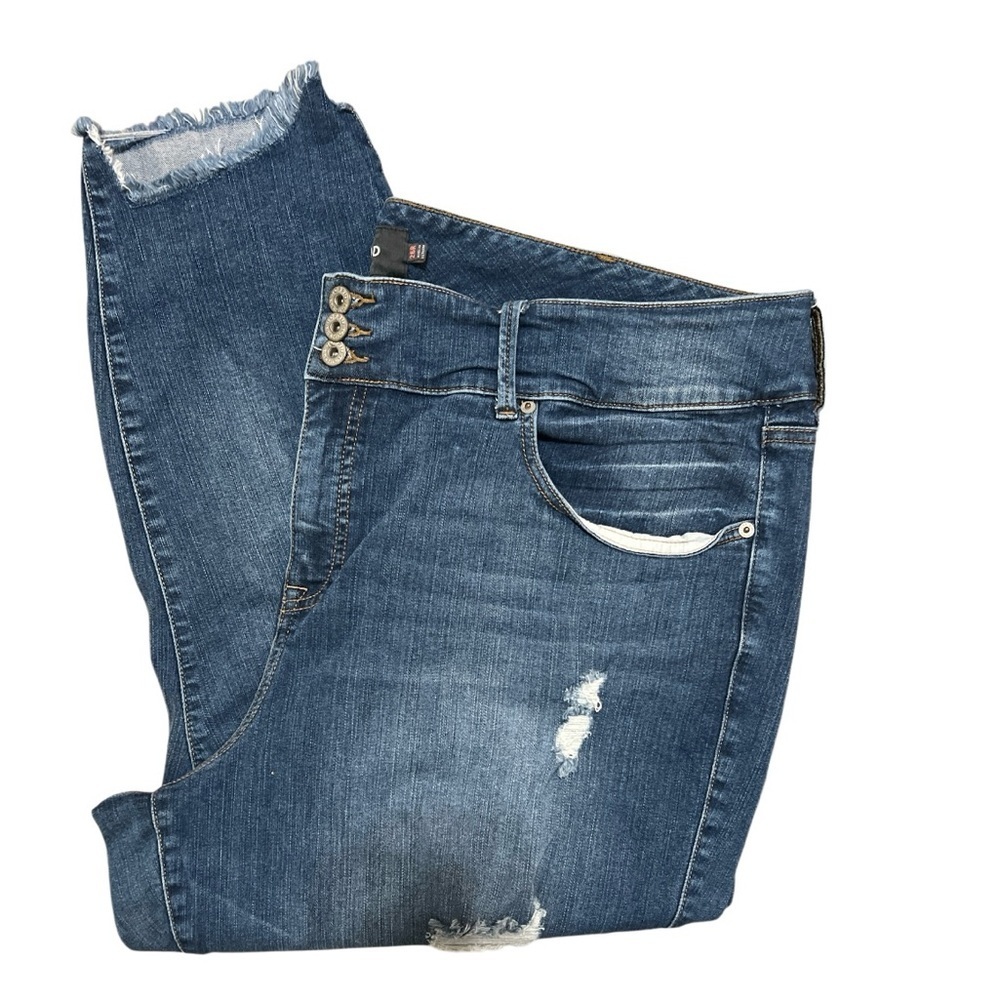 TORRID PREMIUM 👖 Medium Blue Distressed Skinny Jeans - Picture 3 of 8